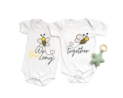 We BeeLong together Bee Onesie® bodysuit or toddler shirt twin set size 0-24 Month or 2T-5T - image1